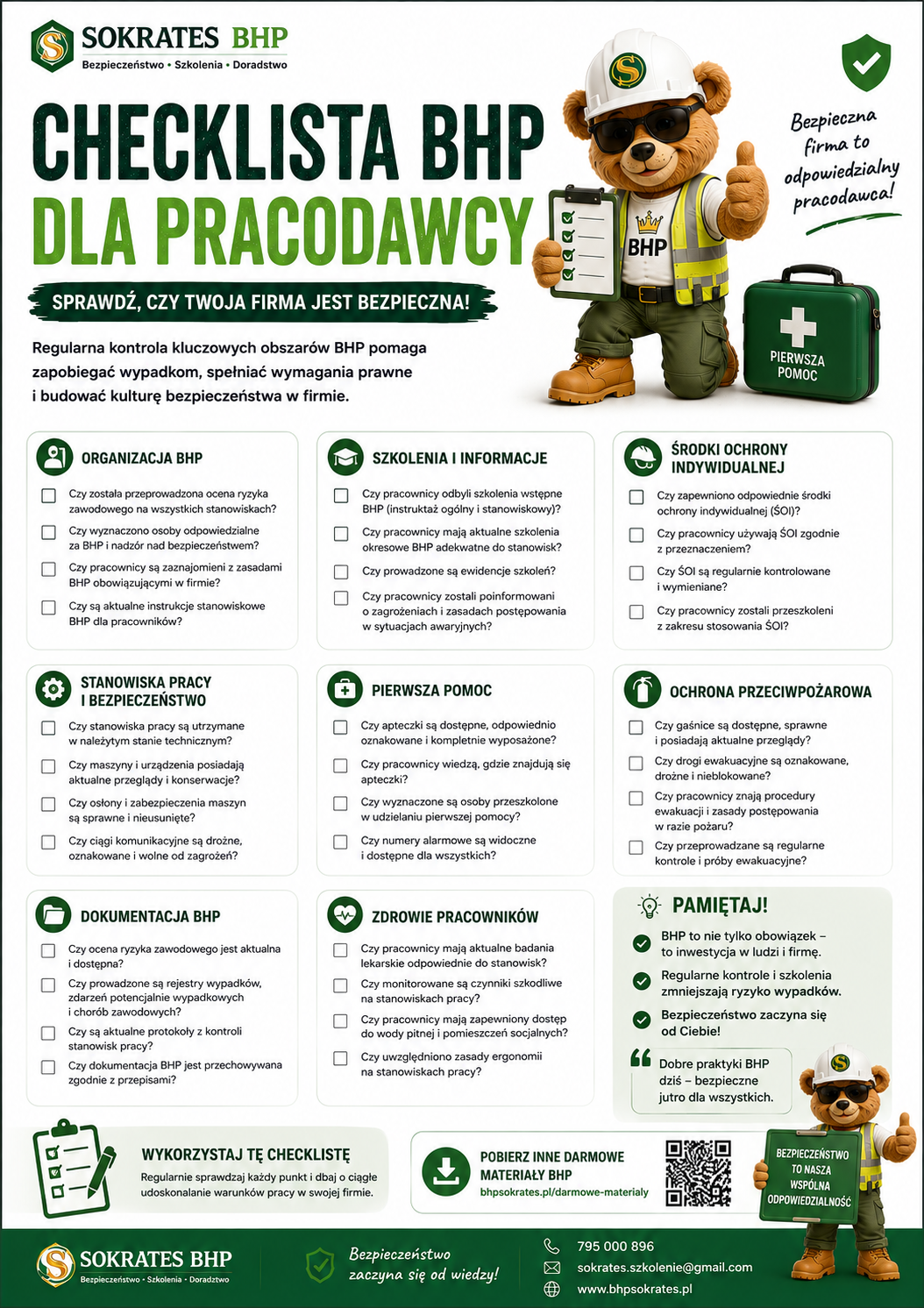 Checklista BHP dla pracodawcy – BHP Sokrates Checklista BHP dla pracodawcy – lista kontrolna organizacji bezpieczeństwa w firmie